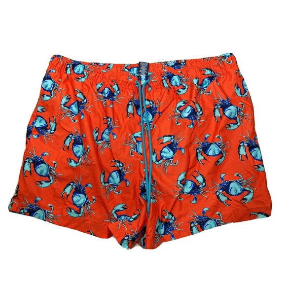 George Swim Trunks 3XL Orange Blue Crab Print Summer Fun NEW Mens Shorts - Picture 1 of 8